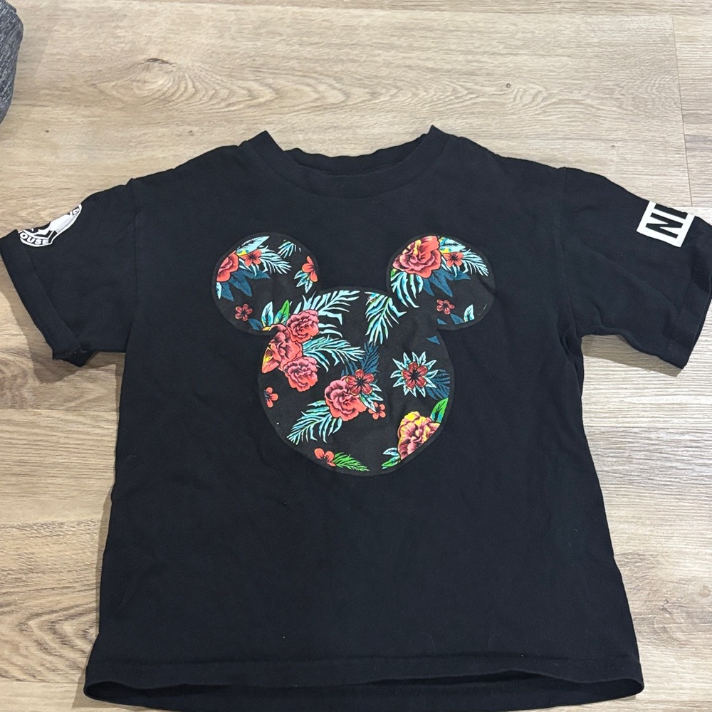 Neff Black Kids T-Shirt with Floral Graphic